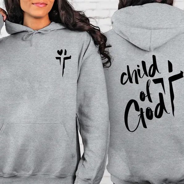 Child God Grey Cotton Religiously Inspired Jesus "Child God" Text T-Shirts, Hoodie, Sweatshirt