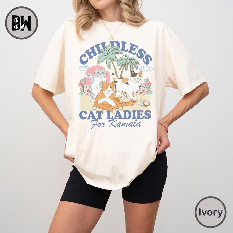Childless Cat Lady For Kamala Shirt, Kamala Harris For The People Shirt, Kamala Harris 2024 T-Shirt, Kamala Harris For...