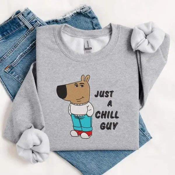 Chill Guy Dog Funny Dog Cartoon Casual Classic T-Shirts, Hoodie, Sweatshirt