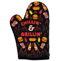 Chillin and Grillin Oven Mitt Funny Backyard BBQ Cookout Beer Kitchen Glove Funny Graphic Kitchenwear Funny Food  Novelty...