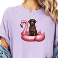 Chocolate Lab Flamingo Float Dog Shirt ~ Unisex Apparel Relaxed Fit Printed In The USA Clothing Womenswear Casual Comfort...