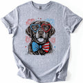 Chocolate Labrador, Lab Patriotic Dog, USA, America, Pet Lover, 4th of July, Soft Style T-Shirt, Soft Style Tee, Women's...