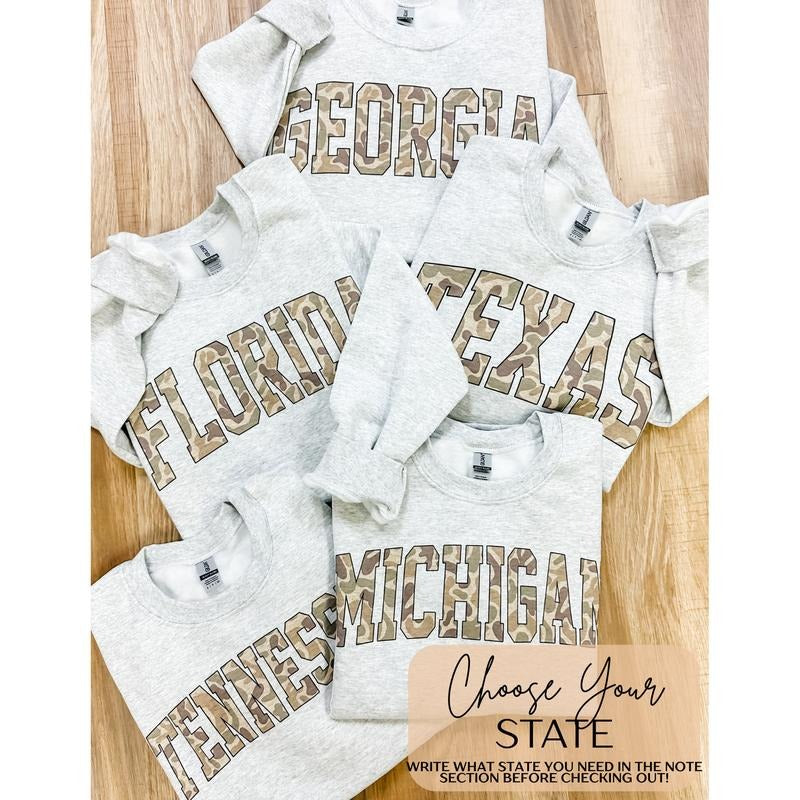 Choose Your State Camo Graphic Top T-Shirts, Hoodie, Sweatshirt | GrindPrints.com