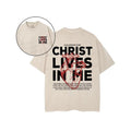 Christ Lives In Me Christian Washed 2 Sided T-Shirt Pure Cotton Fabric Casual Streetstyle Crew Neck Short Sleeve...