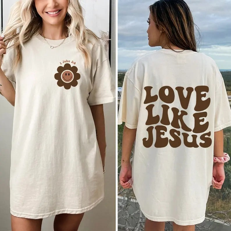 Christian  Love Like Jesus  Religious Hooded  Bible Verse  Groovy  Christian Woman Gifts T-Shirts, Hoodie, Sweatshirt
