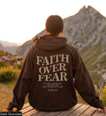 Christian Hoodie - Black Cotton T43 with "FAITH OVER FEAR" and Bible Verse - Casual Trendy Sweater for Men T-Shirts,...