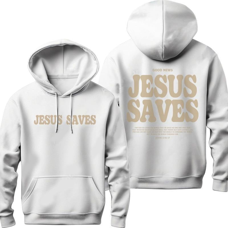 Christian Hoodie For Men, Jesus Saves Sweatshirt, Aesthetic Christian Streetwear Apparel, Bible Verse Jesus Hoodie, Mens...