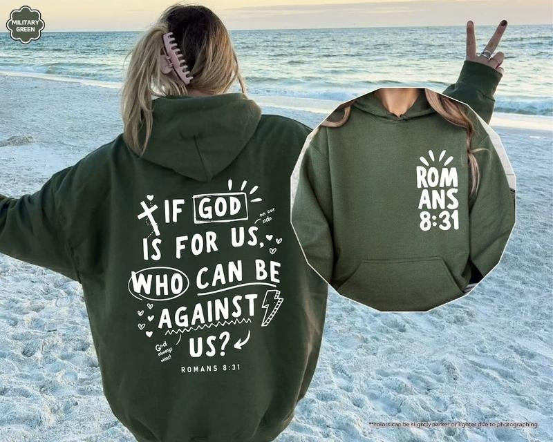 Christian Hoodie, If God Is For Us Who Can Be Against Us Hoodie Cotton Tops T-Shirts, Sweatshirt | GrindPrints.com