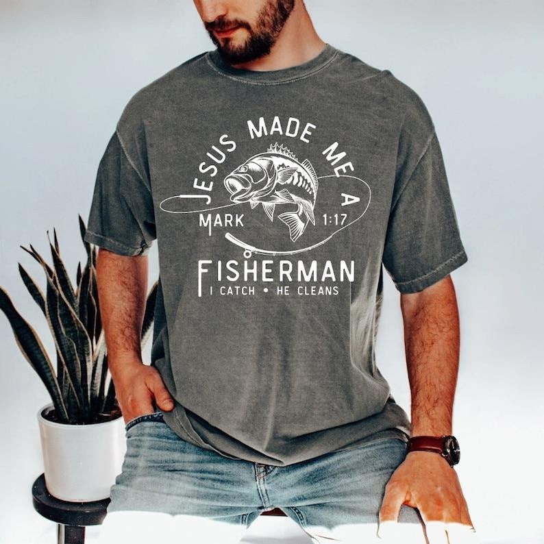 Christian Shirts, Christian Shirts for Men, Fisherman Tee Hoodie, Sweatshirt | GrindPrints.com