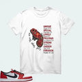 [Christian Sublimation Butterfly] AJ1 Low OG Chicago Matching Tee Hoodie, Sweatshirt | GrindPrints.com