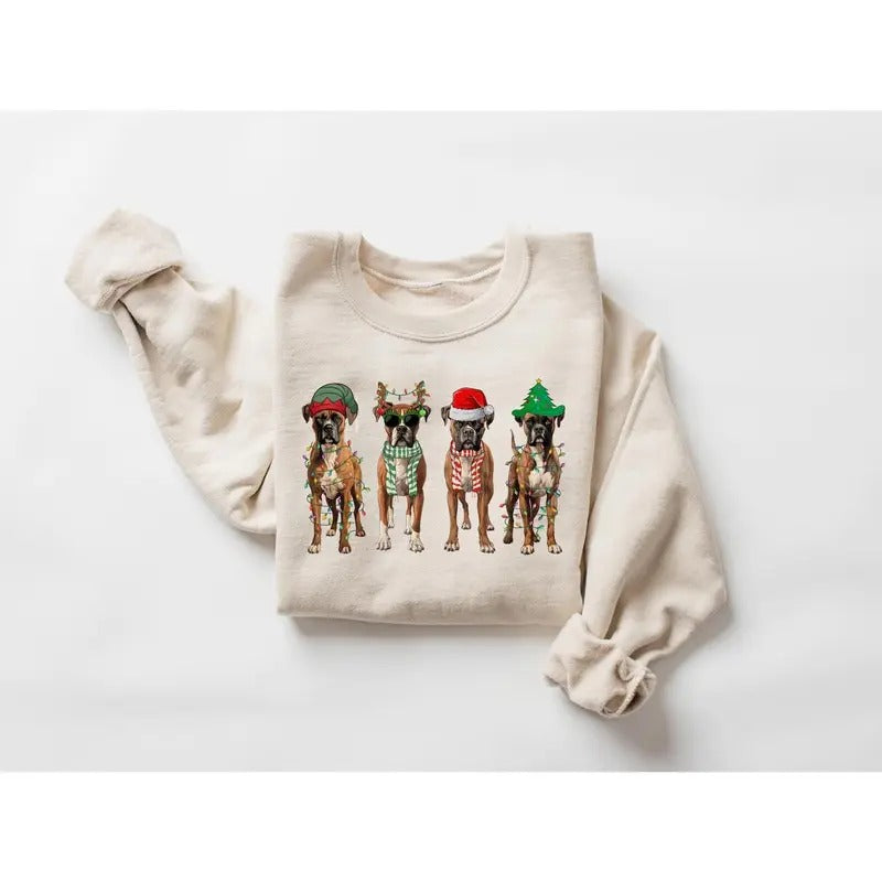 Christmas Boxer Sweatshirt, Christmas Shirt, Boxer Shirt, Dog Christmas Shirt, Boxer Lover Shirt, Dog Mom Shirt, Holiday...