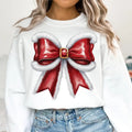 Christmas Coquette Bow Sweatshirt, Santa Bow Shirt, Christmas Perfect Gift, Soft Girl Era Shirt, Coquette shirt, Cotton...