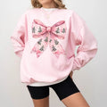 Christmas Coquette Sweatshirt, Girly Christmas Bow Hoodie, Pink Christmas, Retro Santa, Christmas Trees, Soft Girl Era...