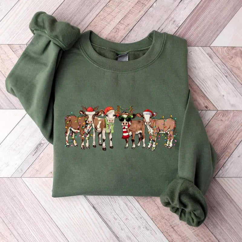 Christmas Cows Sweatshirt, Hoodie, Tshirt, Cute Christmas 2024 Gifts | GrindPrints.com