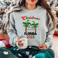 Christmas Florida 2023 Sweatshirt, Unisex Tropical Christmas Hoodie, Xmas Palm Tree Sweater, Matching Family Vacation...