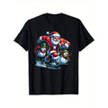 Christmas Football Santa Playing Football T-Shirt, weight 220g. Men's high quality cotton T-shirt, comfortable,...