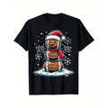 Christmas Football Snowman Holiday Sports Design T-Shirt, weight 220g. Men's high quality cotton T-shirt, comfortable,...