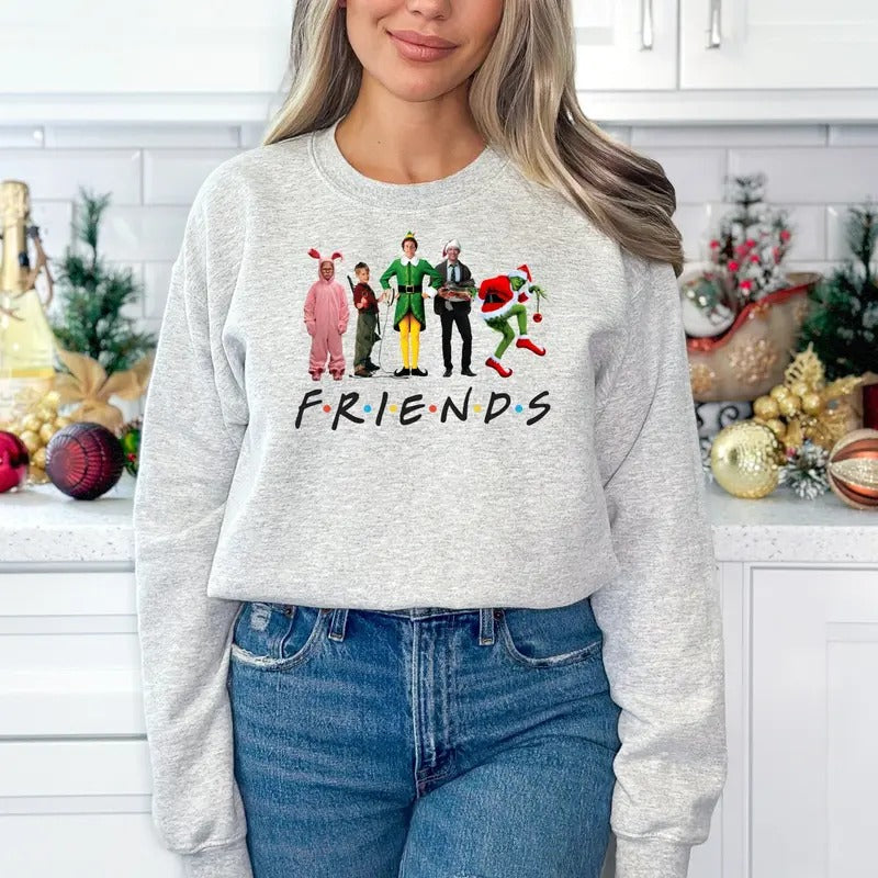 Christmas Friends Sweatshirts, Christmas Movie Tee, Funny Christmas Shirt, Christmas Party Shirt, Gift For, 90's Movie...