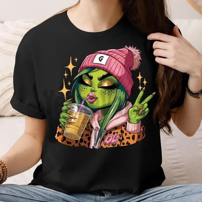 Christmas Girl Cute Boujee Shirt, Grinchy Lady Shirt, Greenmas Shirt, Funny Grinchy Shirt Hoodie, Sweatshirt