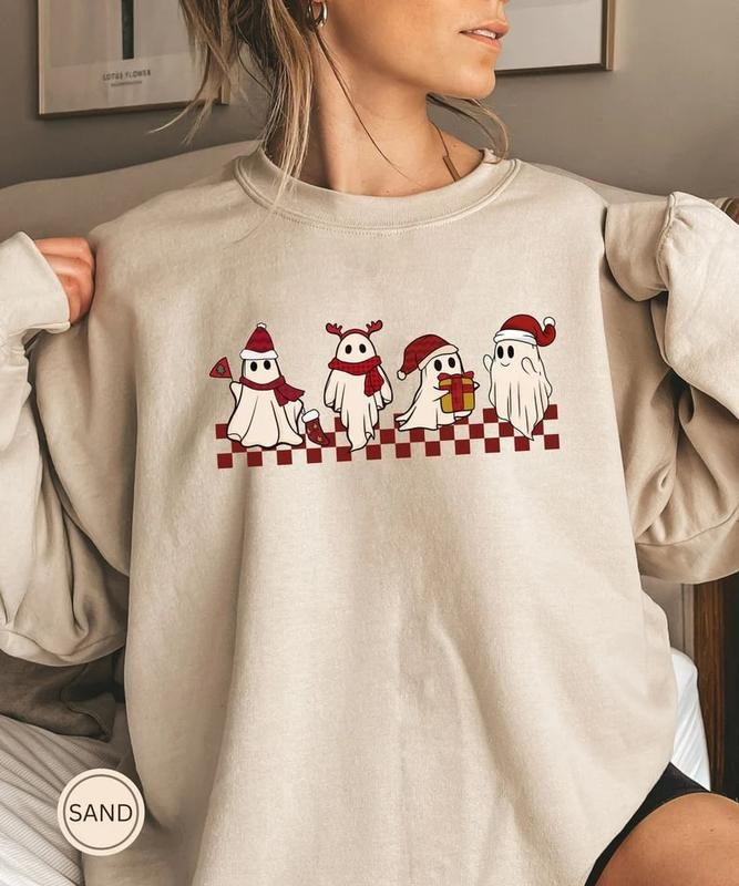 Christmas Halloween Sweatshirt Merry Christmas Sweat Shirt Christmas Ghosts Christmas Halloween Sweatshirt Very Merry...