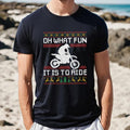 Christmas Holiday Ugly Tshirt, Pattern Biker Shirt, Bike Tee Shirt, Oh What Fun It Is To Ride Motorcycle Tee, Unisex...