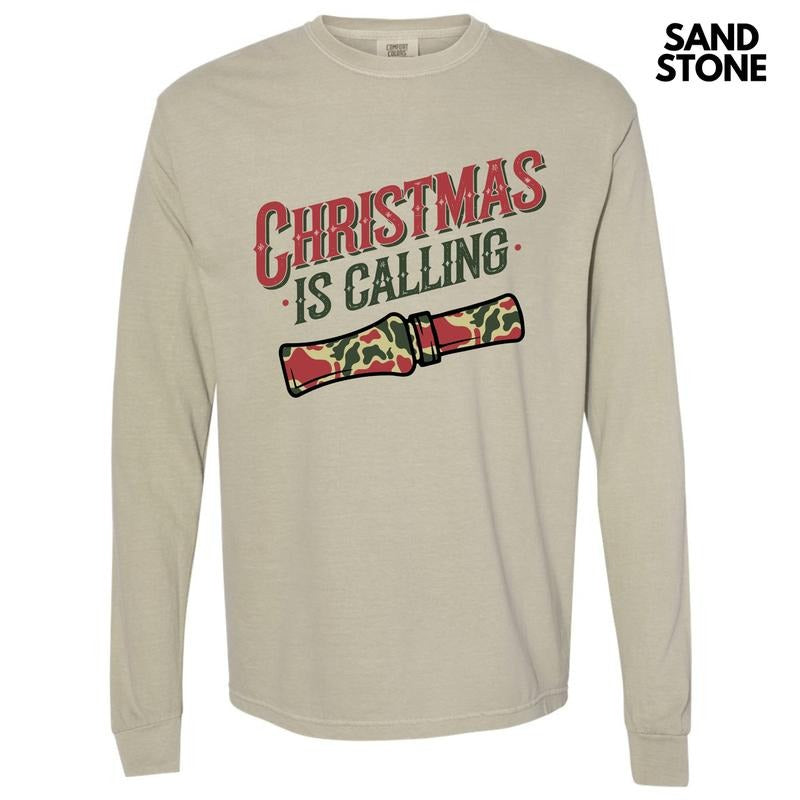 Christmas Is Calling Long Sleeve Comfort Colors T-Shirt 'NLB' Hoodie, Sweatshirt | GrindPrints.com