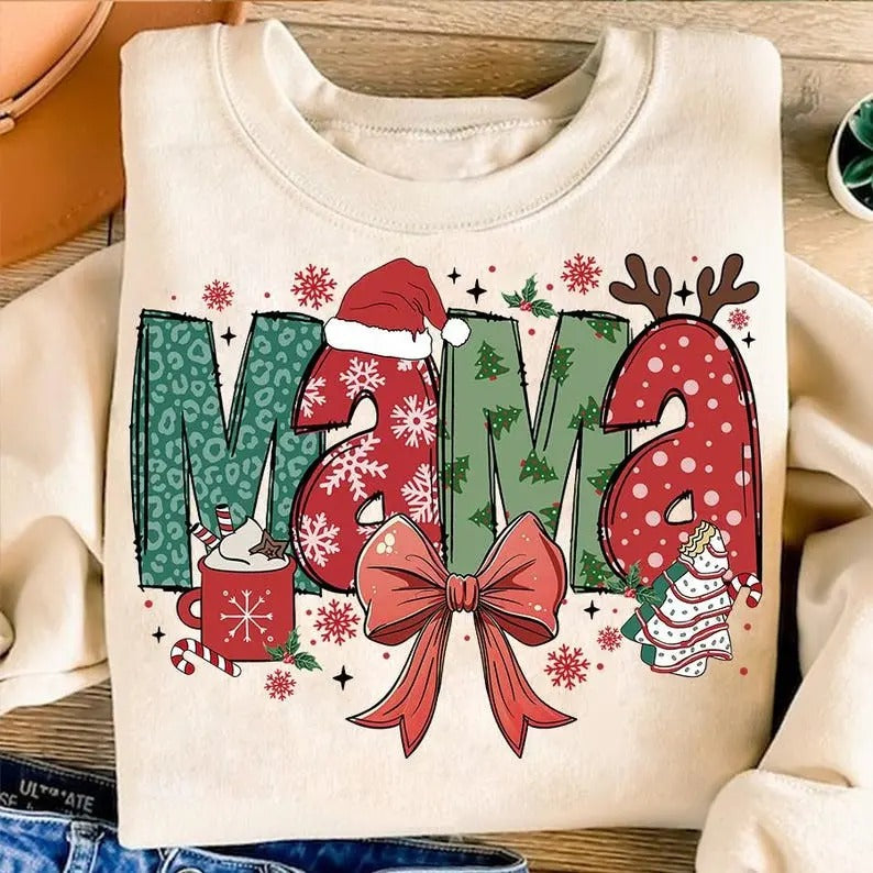 Christmas Mama Coquette, Mama Claus, Christmas Tree Cake, Christmas coquette bow, Doodles Xmas, Candy Cane Santa Hot...