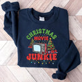 Christmas Movie Junkie Sweatshirt, Xmas 2024 Gift, Family Christmas Shirt, Christmas Sweater Casual Cotton Fabric...