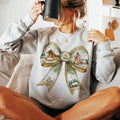 Christmas Nativity Bow Graphic Long Sleeve Sweatshirt, Cozy Holiday Outfit Hoodie, Religious Christmas Apparel T-Shirt...