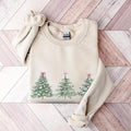 Christmas Pink Bows Sweatshirt Coquette Christmas Sweater Bows Holiday Crewneck Cute Winter Sweatshirt Pink Girly...
