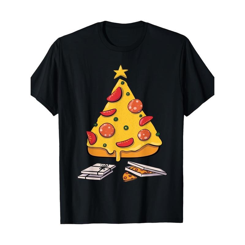 Pizza Tree Xmas 220g 100% CottonT Shirt Made Usa T-Shirts, Hoodie, Sweatshirt
