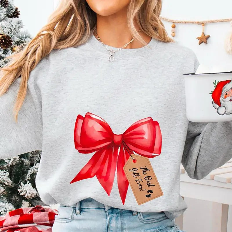 Christmas Pregnancy Reveal Sweatshirt, Christmas Holiday Maternity Sweatshirt, Christmas Pregnant Shirt, Winter Pregnancy...