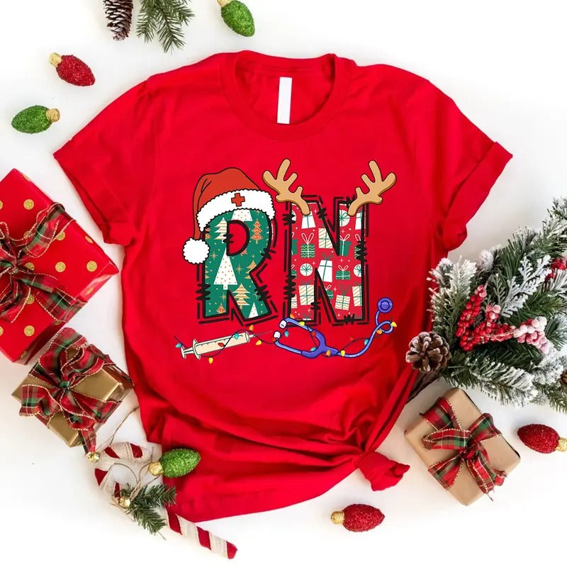 Registered Nurse Squad Shirt Xmas RN Nurse Cotton Fabric T-Shirts, Hoodie, Sweatshirt