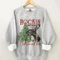 Christmas Retro Sweatshirt, Rockin Around The Christmas Tree Sweatshirt, Western Sweatshirt, Cowboy Christmas Sweatshirt,...