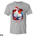 Christmas Rooster Wearing Santa Hat 3D Print, Fashion Casual Short-sleeved Round Neck T-shirt, Summer Outdoor...