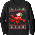 Christmas Santa Riding Lobster Funny Ugly Xmas Sweater Long Sleeve T-Shirt Hoodie, Sweatshirt | GrindPrints.com