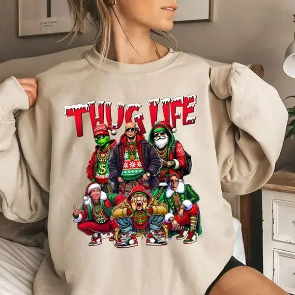 Christmas Shirt, Thug Life Christmas Shirt, Christmas Movies Shirt Hoodie, Sweatshirt | GrindPrints.com