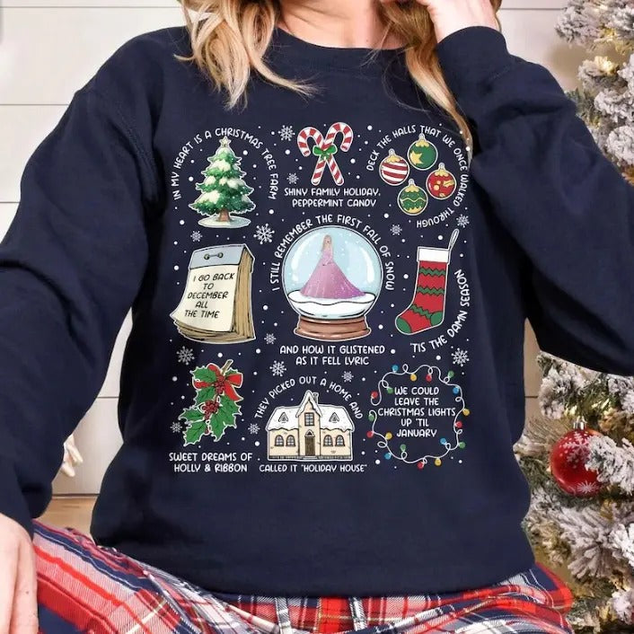 Christmas Song Lyrics Sweatshirt, Christmas Cozy Fall Cute Shirt Hoodie | GrindPrints.com