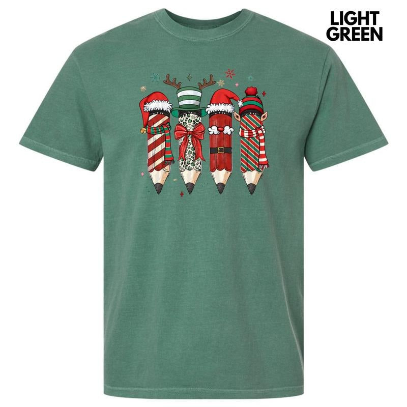 Christmas Teacher Pencils Comfort Colors T-Shirt Hoodie, Sweatshirt | GrindPrints.com