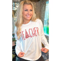 Christmas Teacher Tree Graphic Boyfriend Long Sleeve T-Shirt Hoodie, Sweatshirt | GrindPrints.com