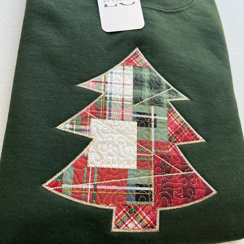 Tree Applique Embroidered Festive Cozy Tree Parties T-Shirts, Hoodie, Sweatshirt
