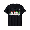 Christmas Tree Print Men's Cotton T-shirt, Graphic Tee Men's Xmas Outdoor Clothes, Men's Clothing, Casual Short Sleeve...