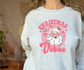 Christmas Vibes Santa Crewneck Sweatshirt T-Shirts, Hoodie | GrindPrints.com