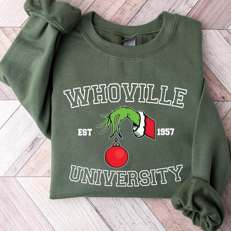 Christmas Whoville University Est 1957 Crewneck Sweatshirt, Hoodie, T-shirt, Cute Christmas Gifts | GrindPrints.com