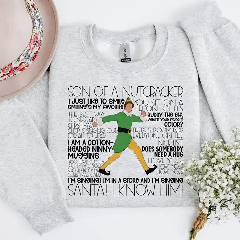 Christmas elf Crewneck sweatshirt, elf sweatshirt, plus size Christmas, 2024 happy Christmas, holiday crew neck, girly...