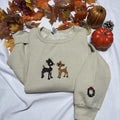 Christmas sweatshirt with wreath embroidered on the sleeve; Christmas embroidered crewneck T-Shirts, Hoodie | GrindPrints.com