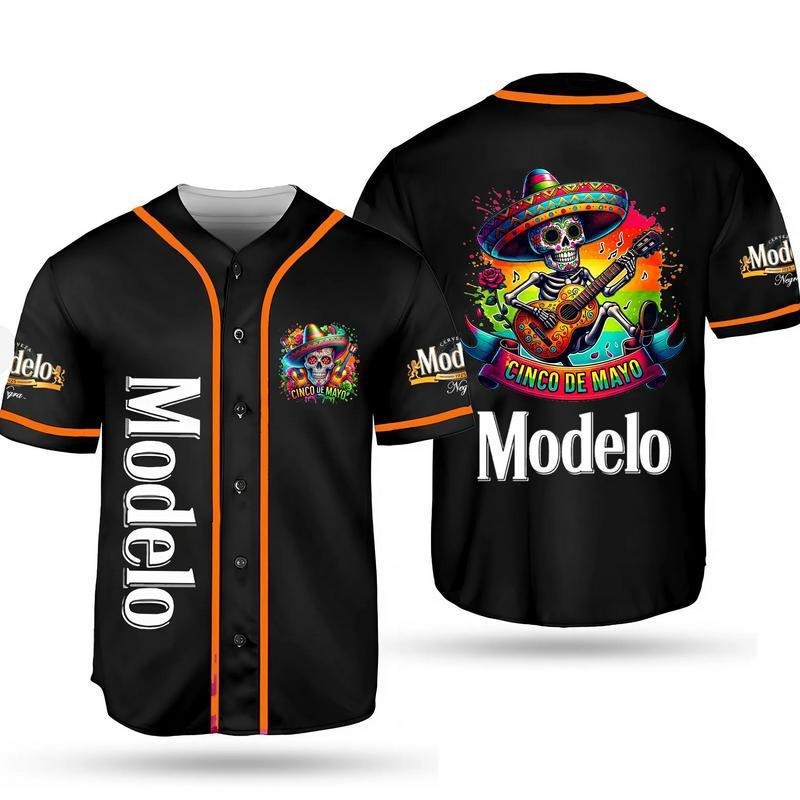 Cinco de Mayo Modelo Skull Baseball Jersey, Modelo Beer Cinc T-Shirts, Hoodie, Sweatshirt | GrindPrints.com