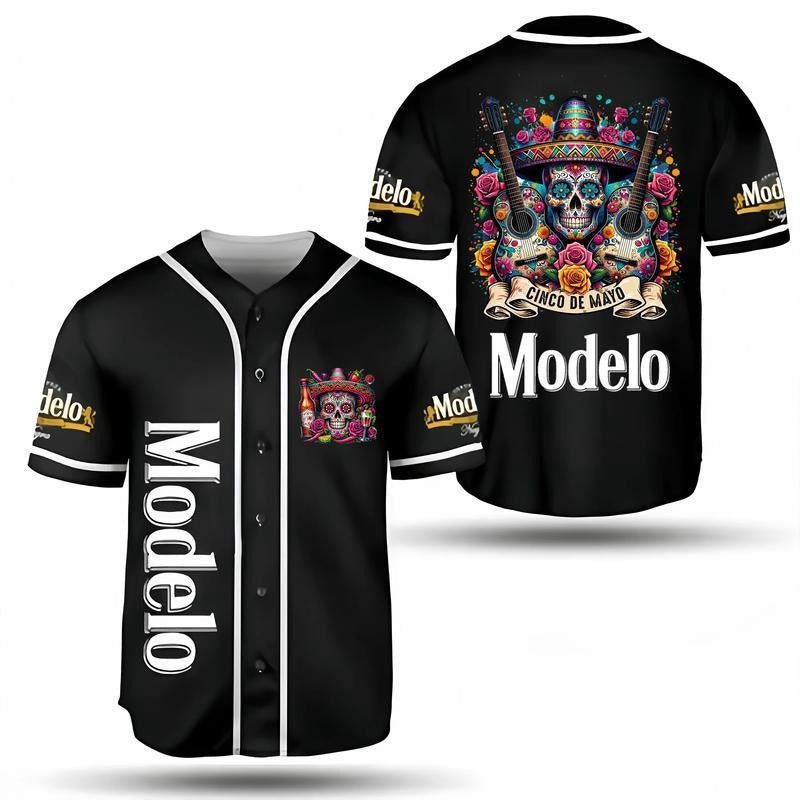 Cinco de Mayo Modelo Skull Holiday Baseball Jersey, Modelo Beerstyle{n002}2 T-Shirts, Hoodie, Sweatshirt | GrindPrints.com