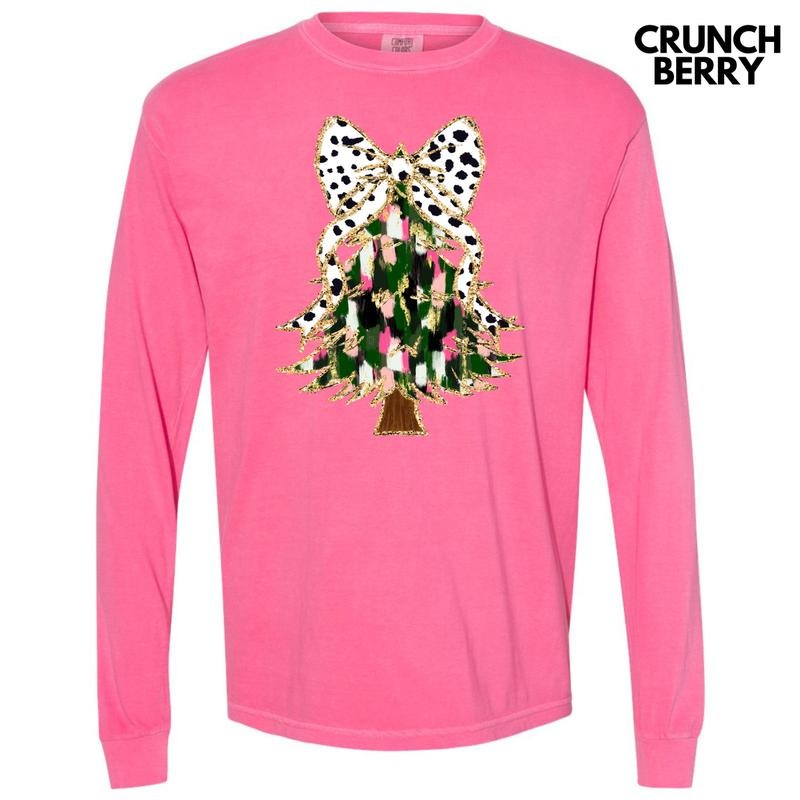 Classic Brushstroke Christmas Tree Long Sleeve Comfort Colors T-Shirt 'NLB' Hoodie, Sweatshirt | GrindPrints.com