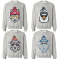 Classic Fit Retro Mascot Football All Team Ash Grey Sweatshirt - Cotton T-Shirts, Hoodie | GrindPrints.com